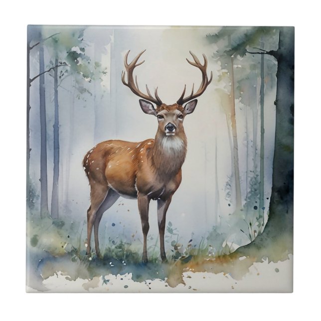 Forest Hjort Ceramic Tile Kakelplatta (Framsidan)