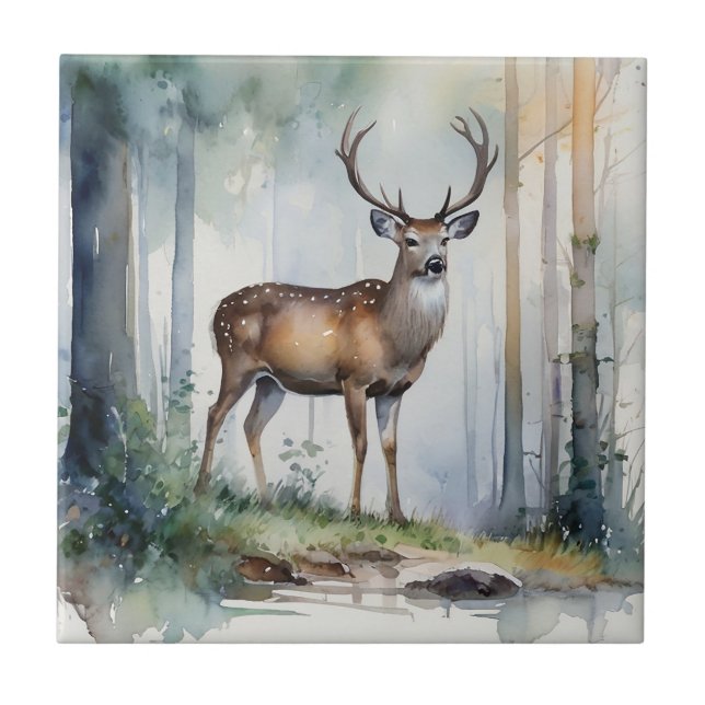 Forest Hjort Ceramic Tile Kakelplatta (Framsidan)