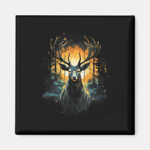 Forest Hjort Wildlife Animal Illustration 3 Magnet