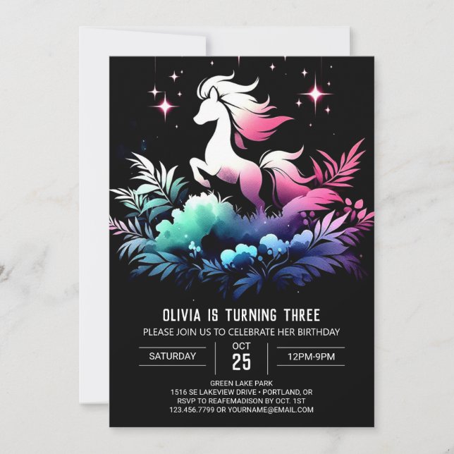 Forest Horse Birthday  Inbjudningar (Framsida)