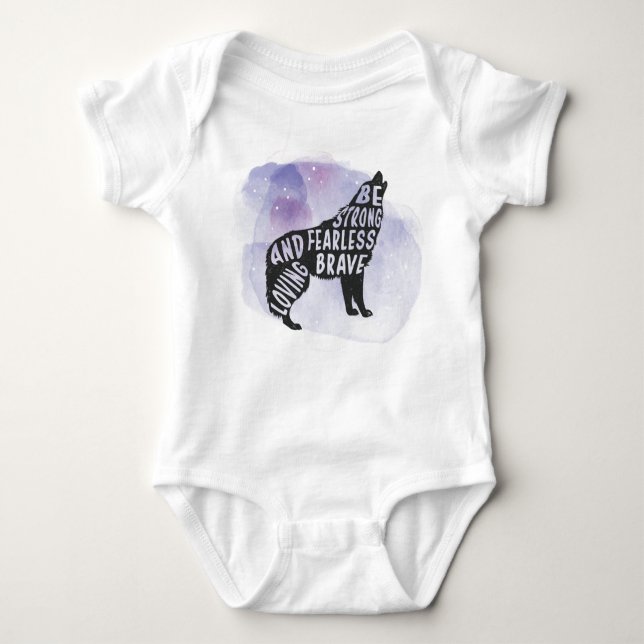 Forest Howling Varg Art Älskare Baby Bodykostym T Shirt (Framsida)