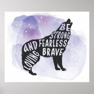 Forest Howling Varg Art Älskare Poster