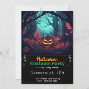 Forest Jack-O'Lantern Black Halloween Inbjudningar