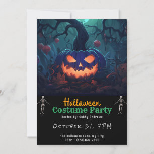 Forest Jack-O'Lantern Black Halloween Inbjudningar