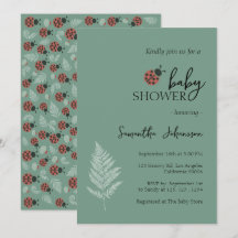 Forest Ladybugs Grönt Baby Shower