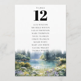 Forest Lakeside Floral Table Number Seating Chart Inbjudningar