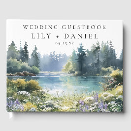 Forest Lakeside Wildflowers Floral Wedding Gästböcker