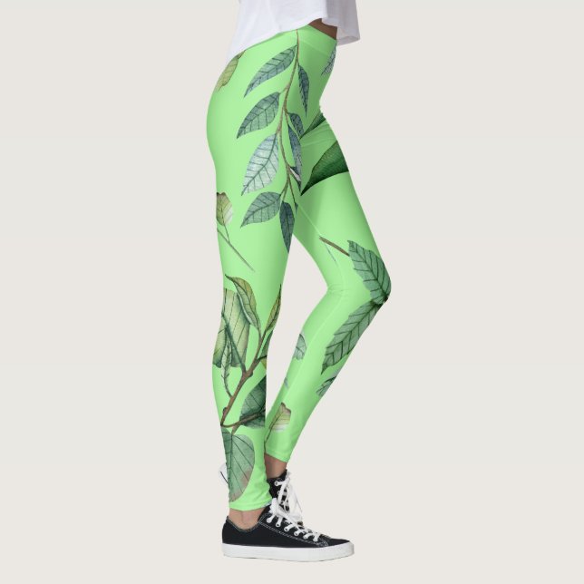 Forest Leggings | Träd Löv Nature Yoga Byxor (Höger)