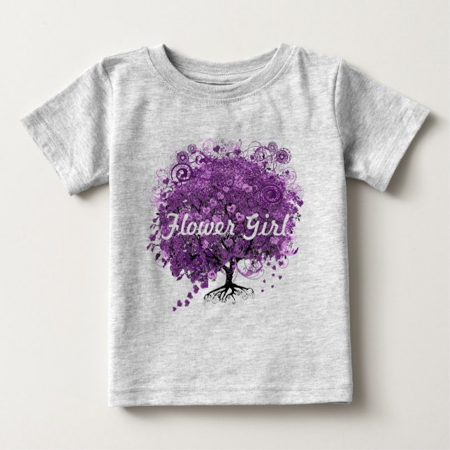 Forest Lila Heart Löv Träd Bröllop T Shirt (Framsida)