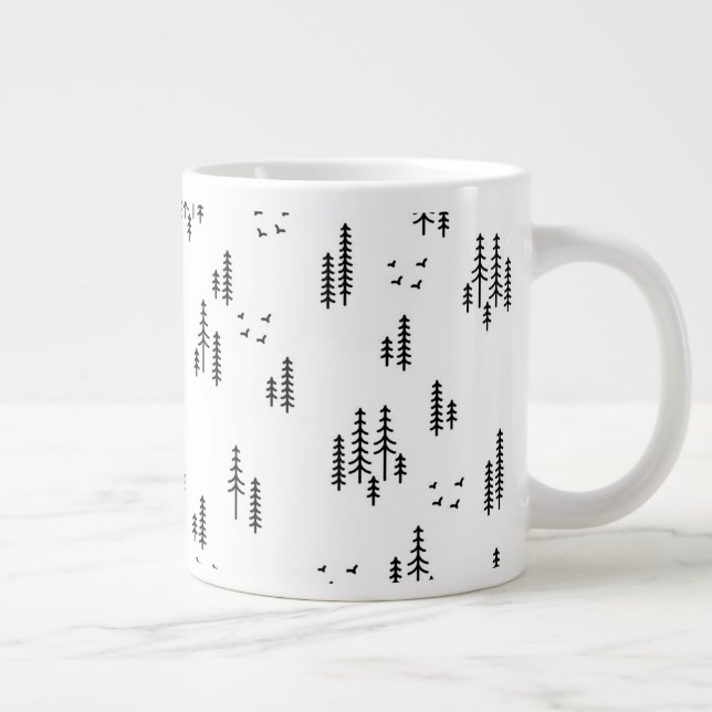 Forest Line Art Mönster Jumbo Mugg (Höger)