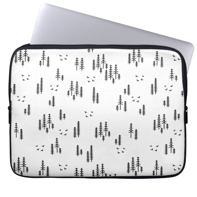 Forest Line Art Mönster Laptop Fodral (Framsidan)