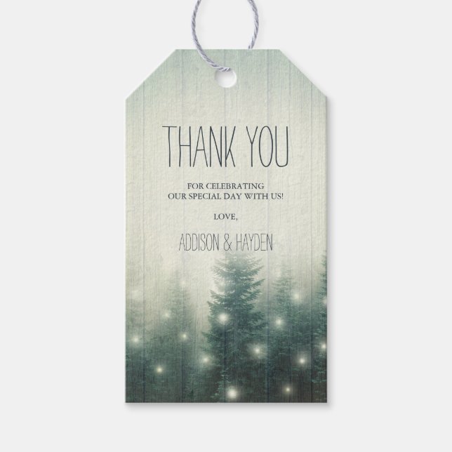 Forest Ljus | Rustik Tack Presentetikett (Framsidan)