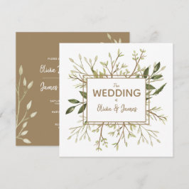 Forest Lövs - Grönt och inbjudan till Taupe-bröllo