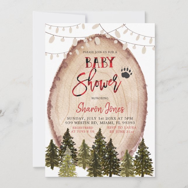 Forest Lumberjack Baby Shower-inbjudan Inbjudningar (Framsida)