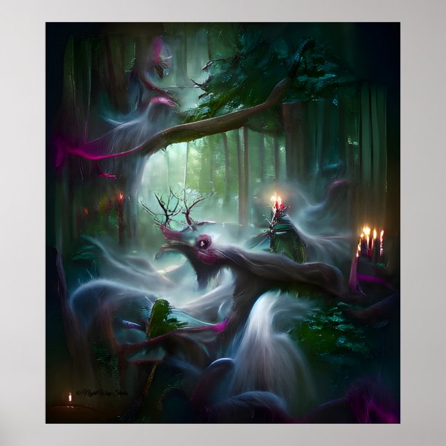 Forest Magic Digital Art Poster Skriv ut (Framsidan)