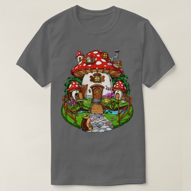 Forest Magic Mushroom House T Shirt (Design framsida)