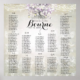 Forest Mason Burk Lavender Heart Löv Träd Bröllop Poster