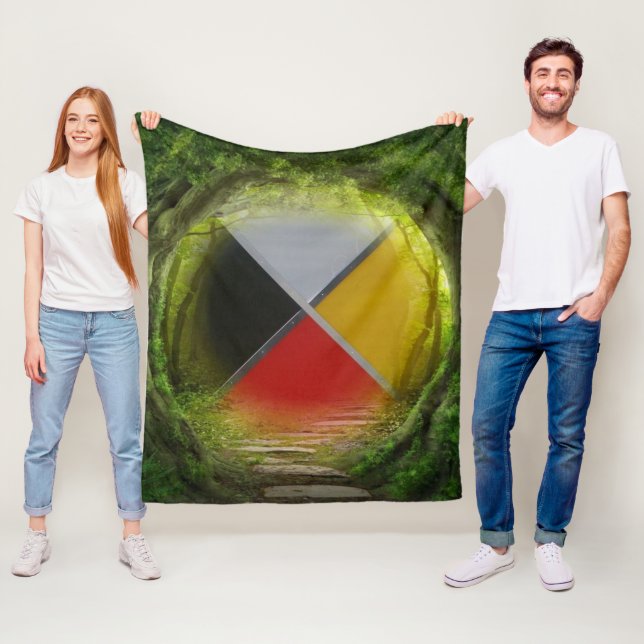 Forest Medicine Wheel Medium Fleece Blanket (På plats)