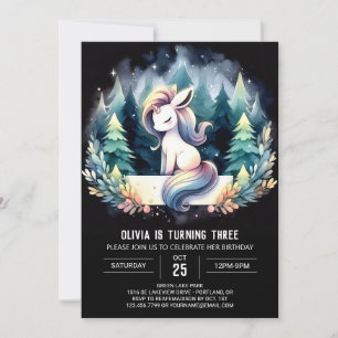Forest Modern Horse Birthday Inbjudningar