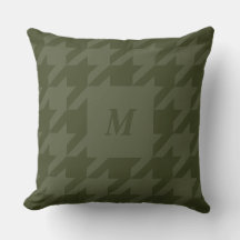 Forest Moss Houndstooth Monogrammed Dekorativ kudd