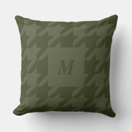 Forest Moss Houndstooth Monogrammed Dekorativ kudd Kudde