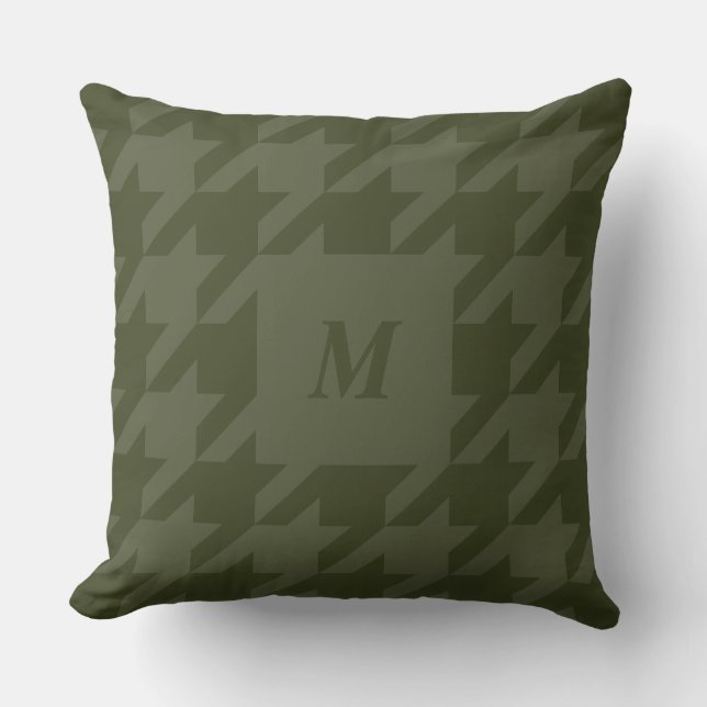 Forest Moss Houndstooth Monogrammed Dekorativ kudd Kudde (Framsida)