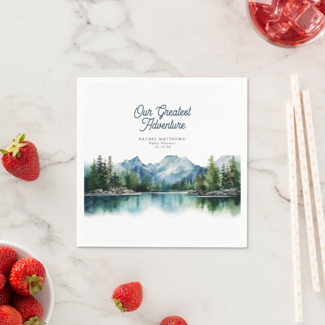 Forest Mountain Rustic Adventure Baby Shower  Pappersservett (Insitu)