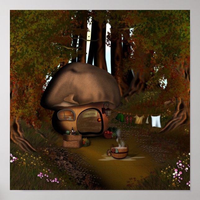 Forest Mushroom House Poster (Framsidan)