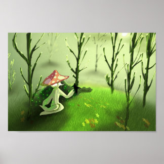 Forest Mushroom Spirit – Peaceful Fantasy Creature Poster
