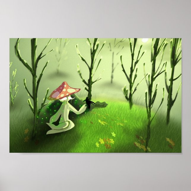 Forest Mushroom Spirit – Peaceful Fantasy Creature Poster (Framsidan)