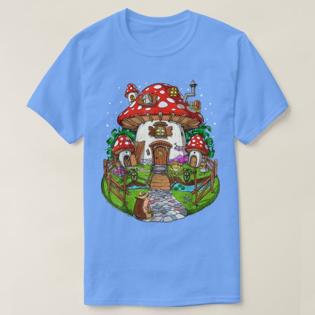 Forest Mushrum House Fantasy Fungi Natature Hippie T Shirt (Design framsida)
