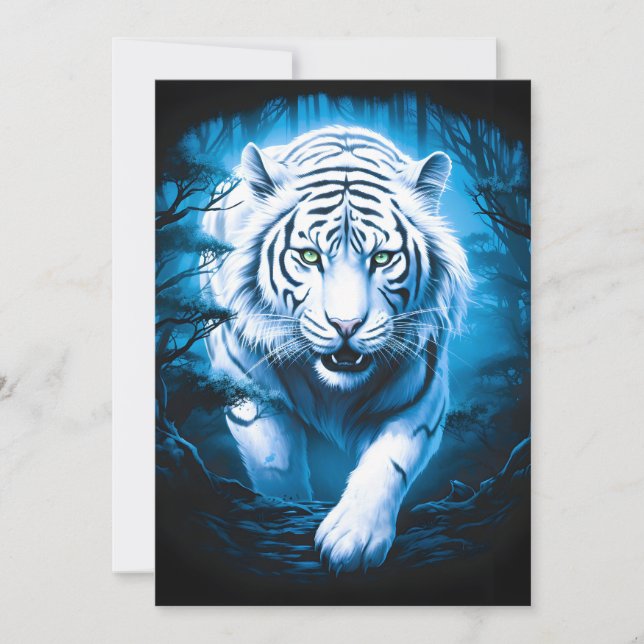 Forest Mystic Vild White Tiger Julkort (Framsida)