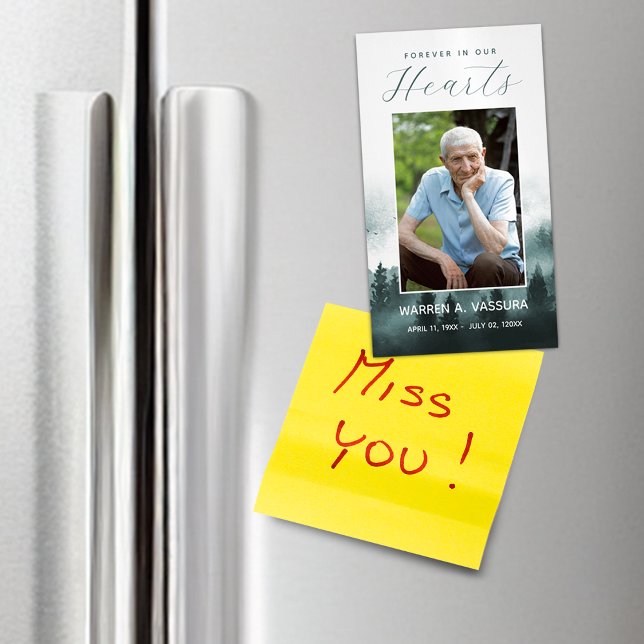 Forest Nature Funeral Memorial Prayer Photo Magnetiska Visitkort (Forest Nature Funeral Memorial Prayer Photo Business Card Magnet)