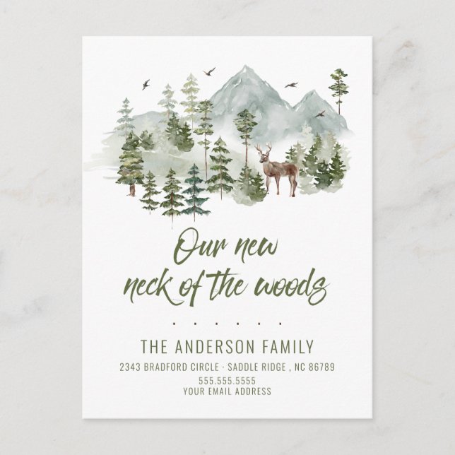 Forest New Nacke i Skogen Flytta Annocement Meddelande Vykort (Framsida)