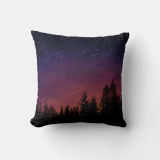 Forest Night Sky Nature with Starry Woodland Scene Kudde