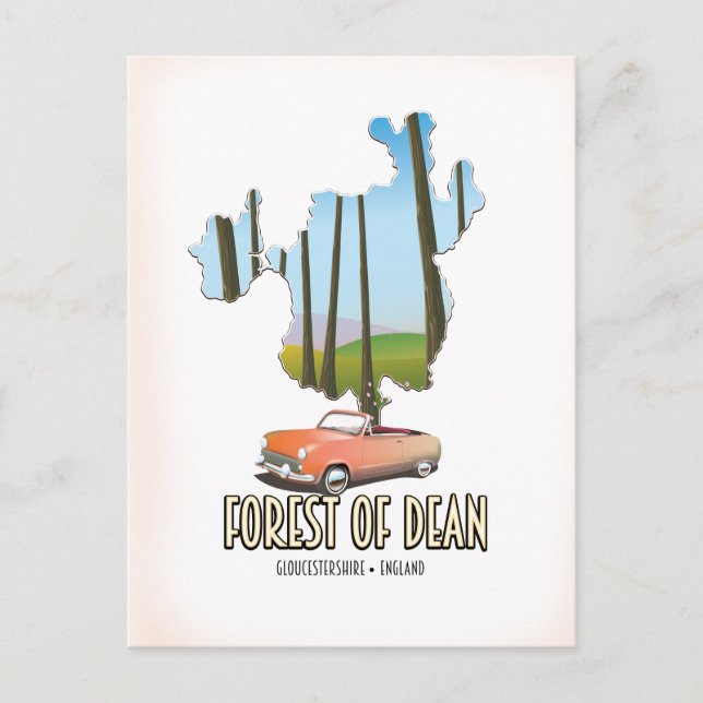 Forest of Dean Gloucestershire England karta Vykort (Framsida)