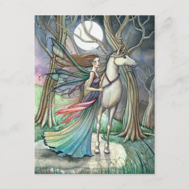 Forest of Dreams Fairy and Unicorn Postcard Vykort (Framsida)