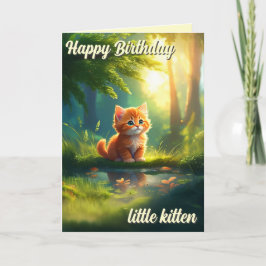 Forest Orange Cat 'Little Kitten' Birthday Kort