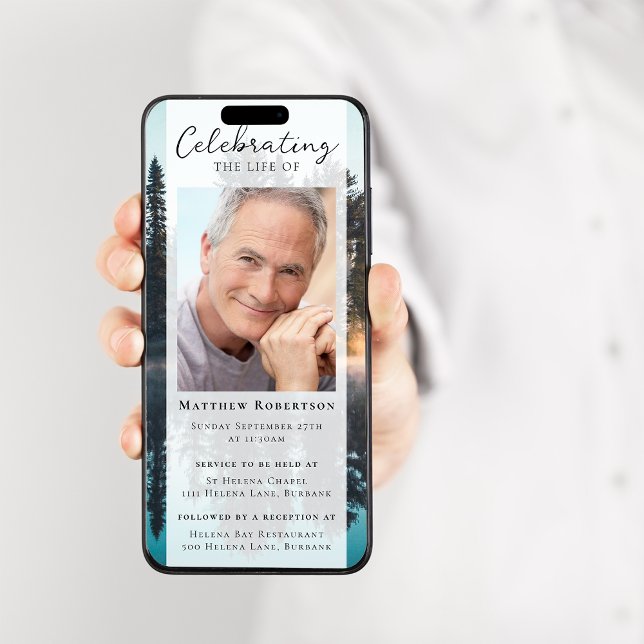 Forest Photo Funeral Digital-inbjudan Inbjudningar (Skapare uppladdad)