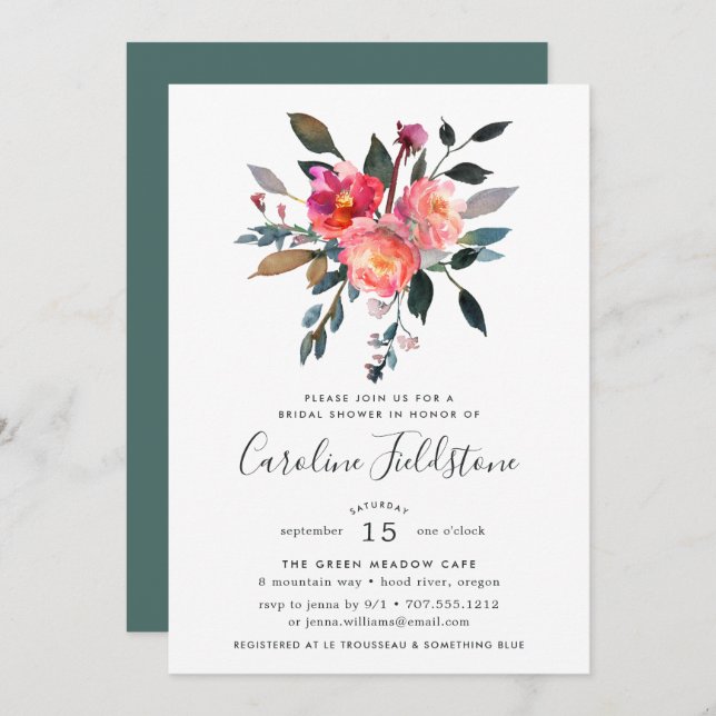 Forest Posy Inbjudningskort för möhippan (Fram/baksida)