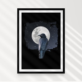 Forest Raven Cold Moon Poster