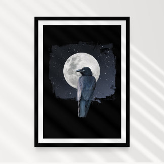 Forest Raven Cold Moon Poster