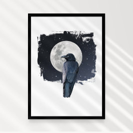 Forest Raven Cold Moon Poster