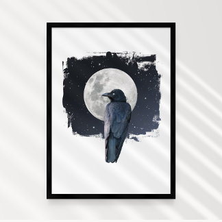 Forest Raven Cold Moon Poster