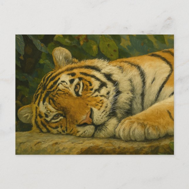 Forest Reverie - Resterande tigern i Jungle Light Vykort (Framsida)