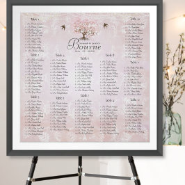 Forest Rosa Heart Löv Träd Poster