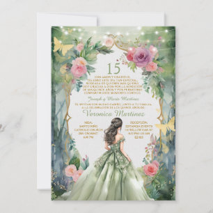 Forest Sage Grönt Princess Spain 15 Mis Quince Inbjudningar