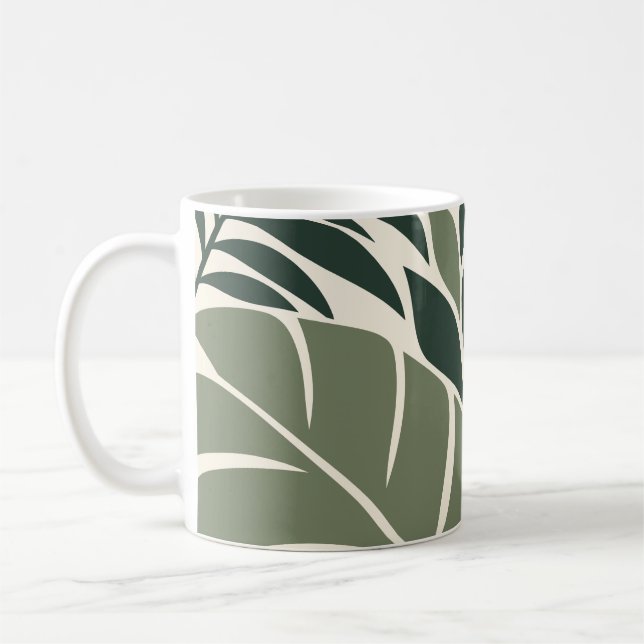 Forest Sage Tropical Leaf Silhouette Kaffemugg (Vänster)