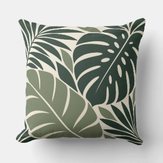 Forest Sage Tropical Leaf Silhouette Kudde