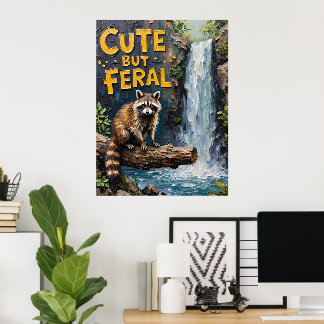 Forest Sentinel: Raccoon by the Stream Poster